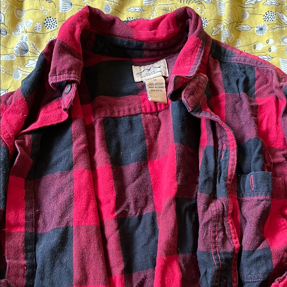 Men's Red and Black Plaid Shirt